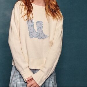 Abercrombie Kids Cream Cowgirl Boots Sweater